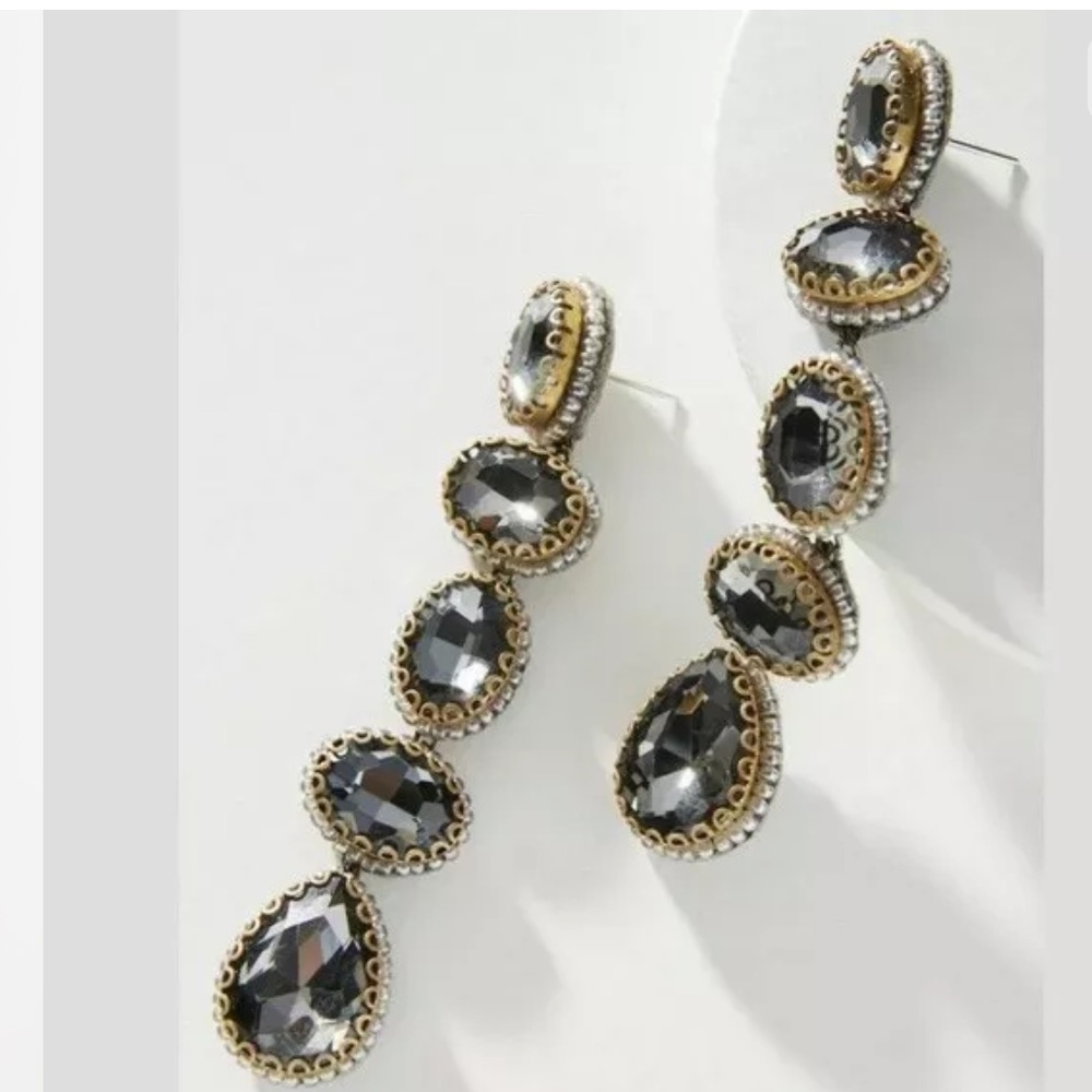 Anthropologie Deepa Skipping Stone Drop Earrings Gray